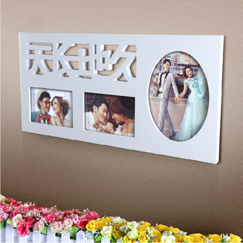 
                                        安礼轩  8寸现代中式婚庆婚纱结婚送礼实木创意个性相框挂墙 天长地久红色                