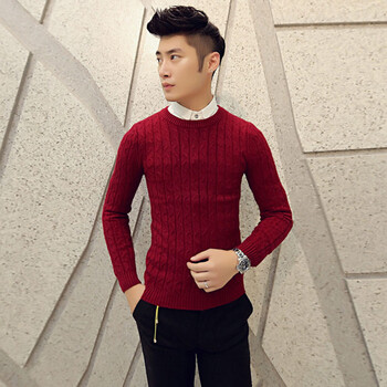 玮誉2014 <em>男士毛衣</em>潮男线衫编织手工修身加厚