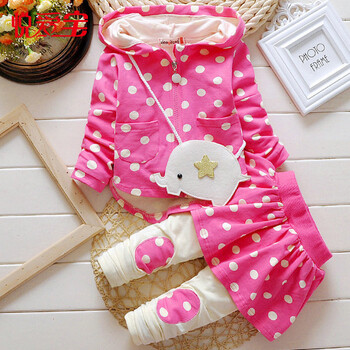 悦爱宝童装女童春装套装开衫外套裤裙两件套T