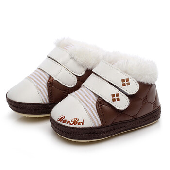 七色糖果 0-1岁男宝宝冬款学步鞋棉布毛绒软底