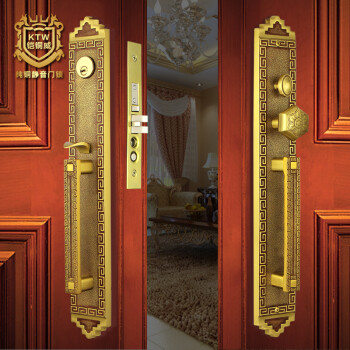 铠铜威 中式大门锁仿古全铜别墅双开门锁对开实木门锁纯铜大门锁5260