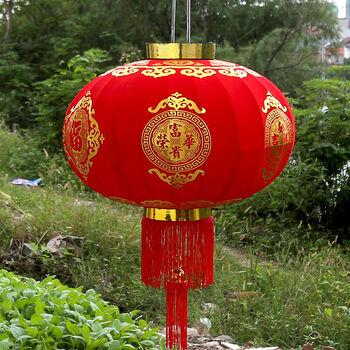 
                                        俊艺灯笼灯新年挂饰大门阳台带电春节过年乔迁喜庆大红灯笼 荣华富贵80#+2米LED电源线                