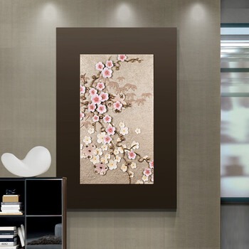 
                                        福雕家饰 浮雕立体画客厅卧室玄关装饰画现代简约挂画壁画 锦上添花 80*120板画 80cm*120cm*1                