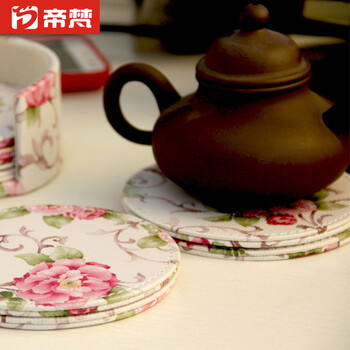 茶杯垫隔热垫碗垫田园粉花套装促销6pcs/套11cm