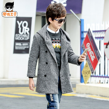 中大童男装儿童外套青少年羊毛呢子大衣品牌童
