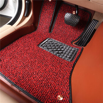 一路发 皮革丝圈双层全包围汽车脚垫 香槟棕 大