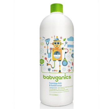 美国进口甘尼克宝贝(Babyganics) 奶瓶清洗剂 餐具清洁剂 无香款946ml 高效去污/植物萃取/可饮用标准
