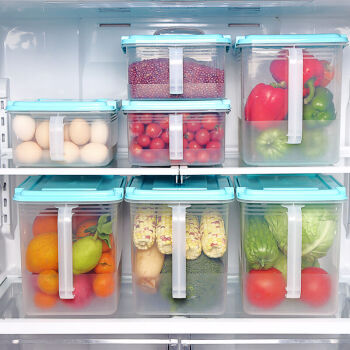 HAIXIN 厨房密封储物盒 塑料收纳整理箱冰箱食品保鲜盒米桶 天蓝色 4.5L单个装