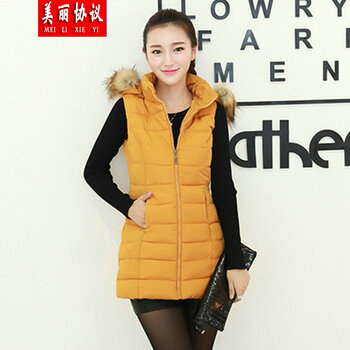 美丽协议 2014<em>新款女装羽绒</em>服棉衣<em>长款马甲</em>修