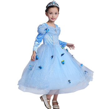乐比米琪童装冰雪奇缘公主裙长袖灰姑娘连衣裙