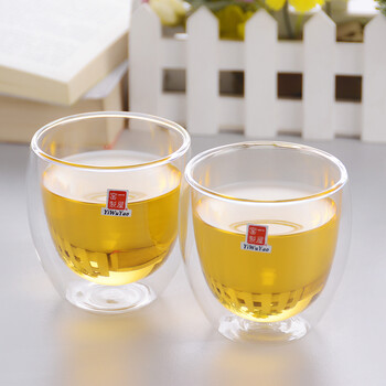 一屋窑 耐高温玻璃茶具 双层杯组230ml双层隔热小茶杯 FH-363/2