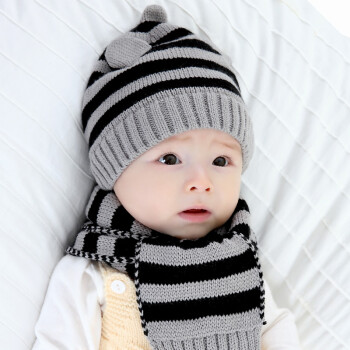 1-6岁男女儿童帽子秋冬天保暖毛线宝宝帽子围