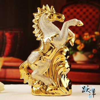 
                                        跃洋 景德镇陶瓷器创意工艺品动物生肖马吉祥摆件现代简约家居摆设客厅电视柜酒柜装饰品 立马有钱                