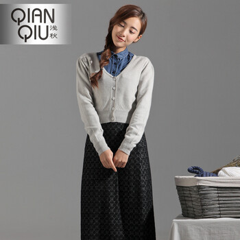 浅秋 专柜正品2014新春新款<em>羊绒小开衫</em> 水晶<em>红</em>