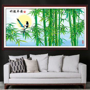 
                                        丝蒂尔十字绣客厅新款钻石画竹报平安风景大画 魔方钻石画仅贴竹和鸟尺寸95*50CM                