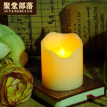 
                                        聚堂部落（jutangbuluo） 不规则波浪口led电子蜡烛灯酒吧会所浪漫装饰电子蜡烛 白色外壳黄色灯光 直径5X16cm                