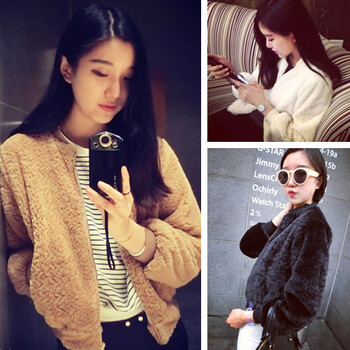 毛茸茸百搭棒球服显瘦<em>女士小开衫短</em>外套6627