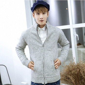 014冬装新款男装韩版立领<em>加绒加厚毛衣男</em>潮拉