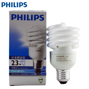 飞利浦PHILIPS  节能灯泡 螺旋型 三基色 E27大螺口 23w 日光色(白光)