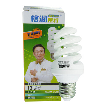 
                                        格润莱特 全螺旋 13W节能灯泡 E27螺旋口灯头 冷色白光 筒灯床头灯台灯适用                