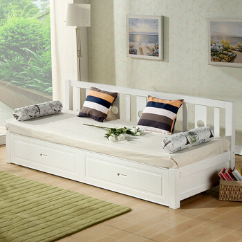 菲达盾 实木沙发床推拉床储物抽拉沙发床1.