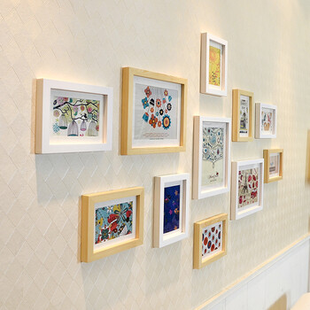 图慕 进口实木照片墙 相框墙/照片墙 11框 家居饰品 相框墙相片墙创意组合 白色原木混搭