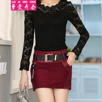 萝爱青春2014<em>秋冬</em>新款外穿<em>毛呢</em>短裙<em>短裤</em>女装