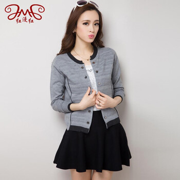 014秋装新款时尚韩版女装修身休闲<em>短款针织</em>衫