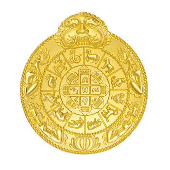 中国黄金-足金"藏秘符"九宫八卦牌 佛牌黄金吊坠(定价