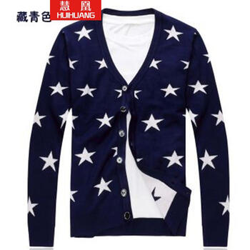 慧凰 2014韩版修身情侣v领<em>男</em>潮针织<em>毛衣外套中</em>