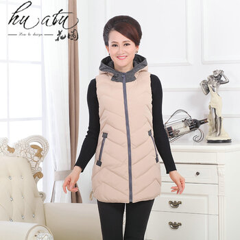 花图 秋冬中老年<em>女装</em>妈妈装新款连帽<em>中长羽绒</em>