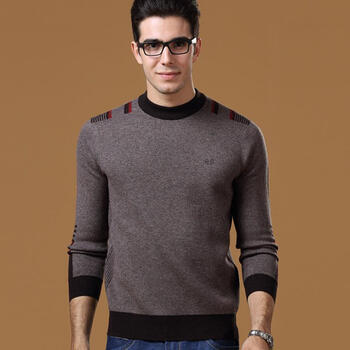 恒源祥男士羊毛衫秋冬新款加厚纯色半高领休闲