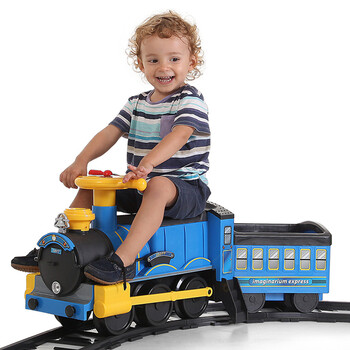 rollplay如雷儿童电动车可坐人冒烟宝宝轨道小火