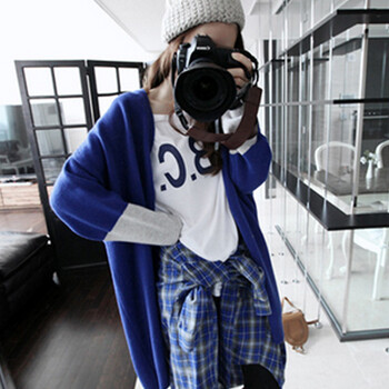 秀美女人 2014中<em>长款毛衣女开衫</em>韩版宽松大码