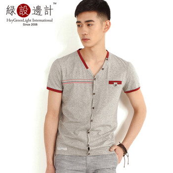 绿设边计 2014春夏装 新款男士短袖T恤衫 修身