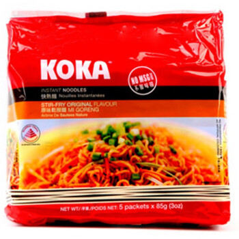 新加坡进口 KOKA方便面 原味干捞快熟面可口面 85g*5 五连包