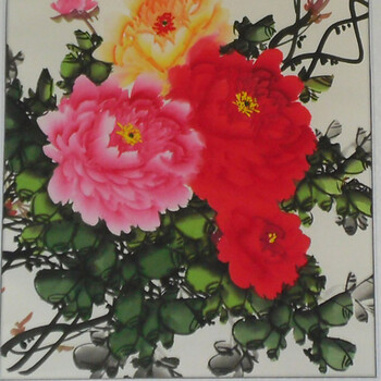 客厅现代装饰画 手绘国画书法 中式传统中堂对联字画挂画 花开富贵 A款