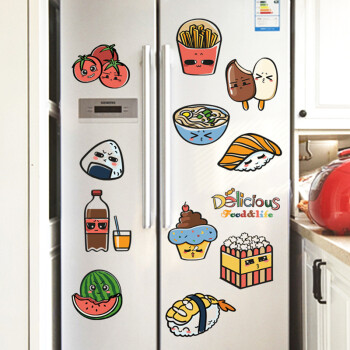 其乐个性创意餐厅装饰品墙贴纸厨房橱柜冰箱贴纸可爱搞怪食物表情卡通