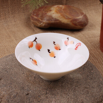 
                                        家茗茶具 手绘功夫茶杯 斗笠品茗茶杯 手绘精品 适用自用礼品家具摆设 D-五彩手绘斗笠杯(八杯)                