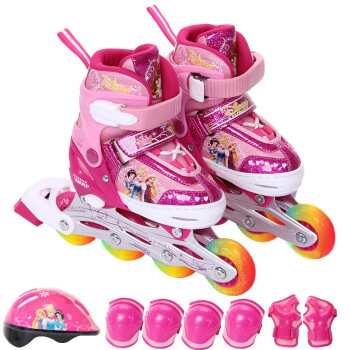 迪士尼（Disney）可调闪光儿童套装轮滑鞋 溜冰鞋旱冰鞋八轮全闪DCY31037-D8 31-34