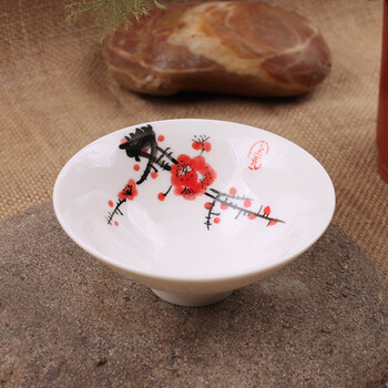 
                                        家茗茶具 手绘功夫茶杯 斗笠品茗茶杯 手绘精品 适用自用礼品家具摆设 D-五彩手绘斗笠杯(八杯)                