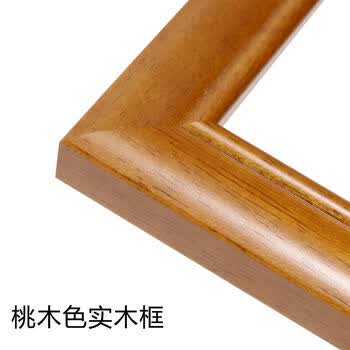 新中式客厅玄关装饰画 纯手绘工笔油画 酒店会所茶室定制挂画 桃木色