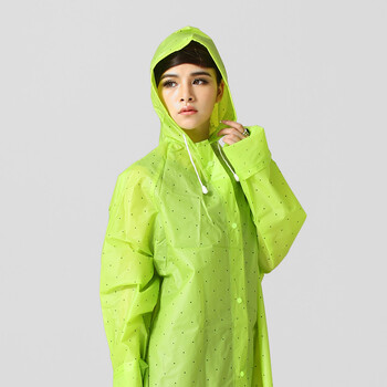 bearcat EVA半透明磨砂感户外雨衣 男女士情侣长款时尚雨衣雨披 儿童雨衣 1100 成人款绿色小猫爪 L