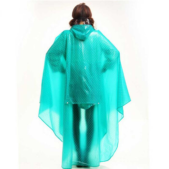 
                                        时尚透明点点女士大人成人电动车自行车雨衣单人加大雨披露镜 湖蓝                