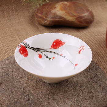 
                                        家茗茶具 手绘功夫茶杯 斗笠品茗茶杯 手绘精品 适用自用礼品家具摆设 D-五彩手绘斗笠杯(八杯)                