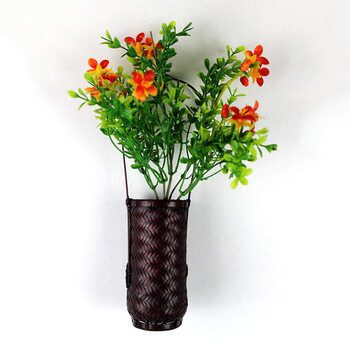竹编花瓶茶室插花 篮茶道禅意竹插花器客厅摆件手工竹质工艺品