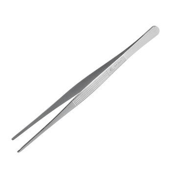 海川崎304不锈钢镊子25cm圆头生物实验镊子带牙镊子辅料夹子水草镊子