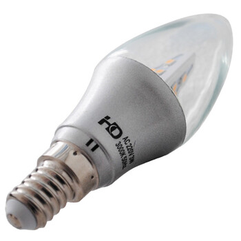 HD LED尖泡灯 3W蜡烛灯泡 E14 银色 正白光