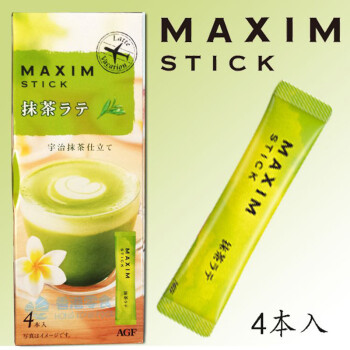 日本进口 AGF Maxim 宇治抹茶拿铁咖啡 奶茶 速溶咖啡 盒装4袋 60g