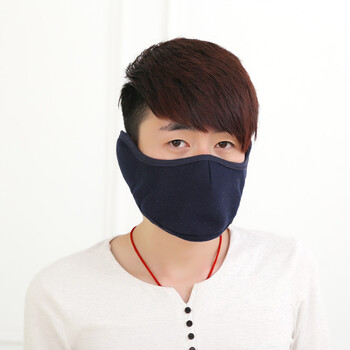 
                                        沐和冬季加厚立体棉口罩出行防护防寒防尘防风保暖二合一护耳罩成人儿童男女通用防冻耳 藏青色                
